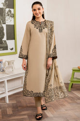GARNET- 3PC DHANAK EMBROIDERED UNSTITCHED DRESS V221